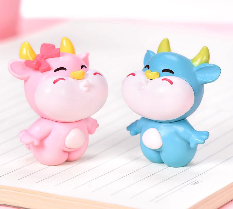 Miniture Fairy Garden Accessories Supplies Resin Cattle Kids Toys Pot Bonsai Miniature Garden Terrariums Fairy Garden Animals Figurine Kits Items Car Interior Decoration Cartoon Table Ornaments